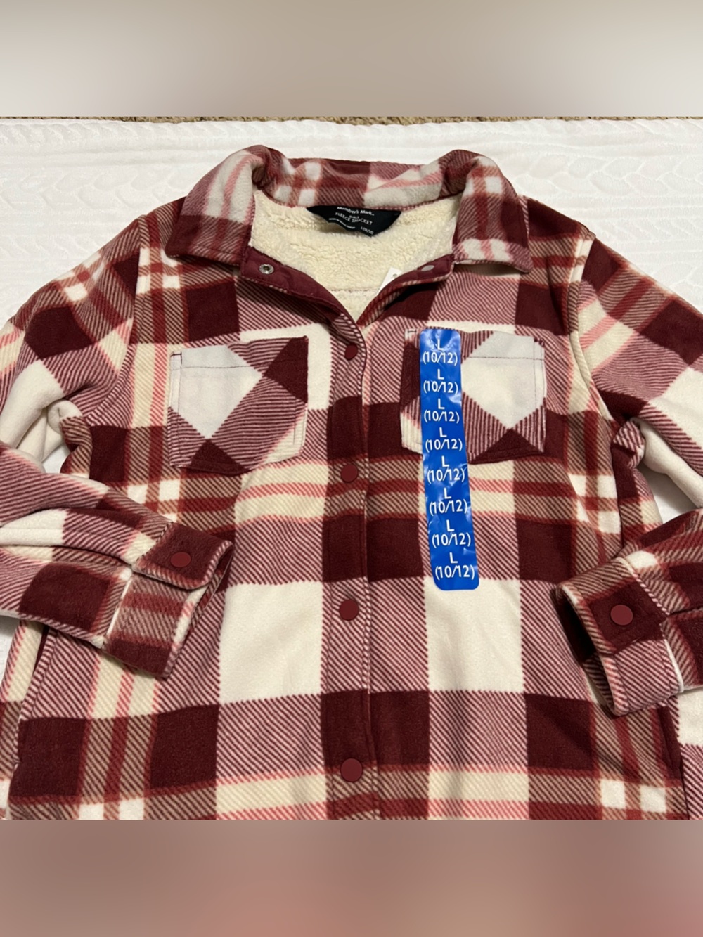 💗 *NEW* Member’s Mark - Girls' Plaid Sherpa-Lined Button-Up Shirt Jacket - Picture 2 of 13